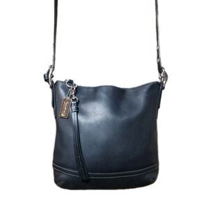 VTG COACH 1415 Bag Legacy Slim Shoulder Duffle Crossbody Black Tassel Tag